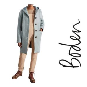 Boden Textured Hooded Coat Jacket Size 12UK 8 US Blue Gently Used